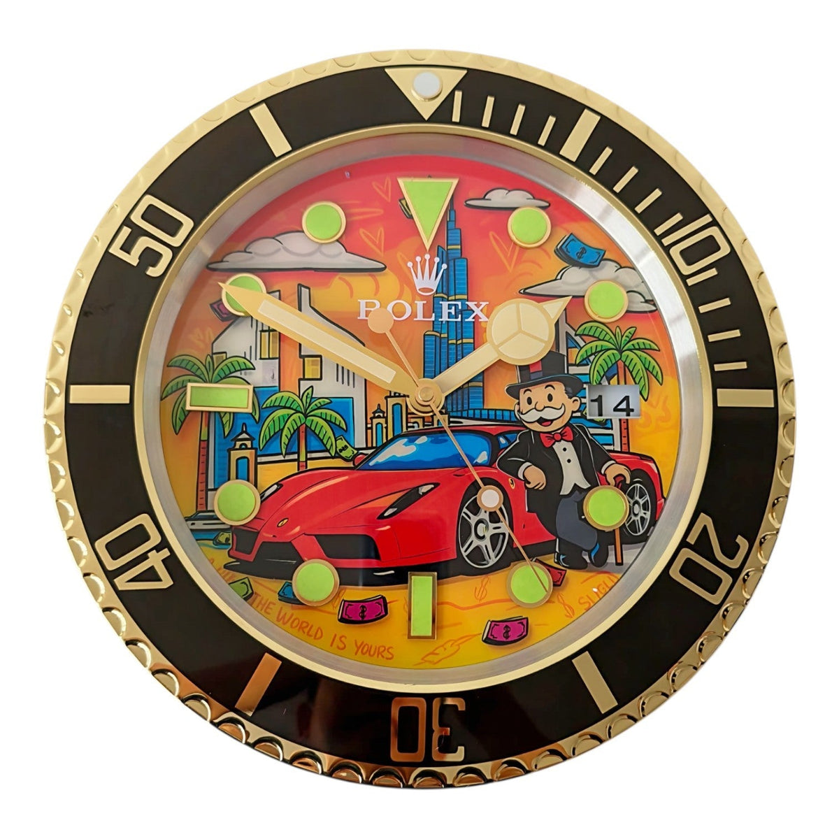 Orologio da Parete Pop Art – Dubai Millionaire Gold Gmt Edition