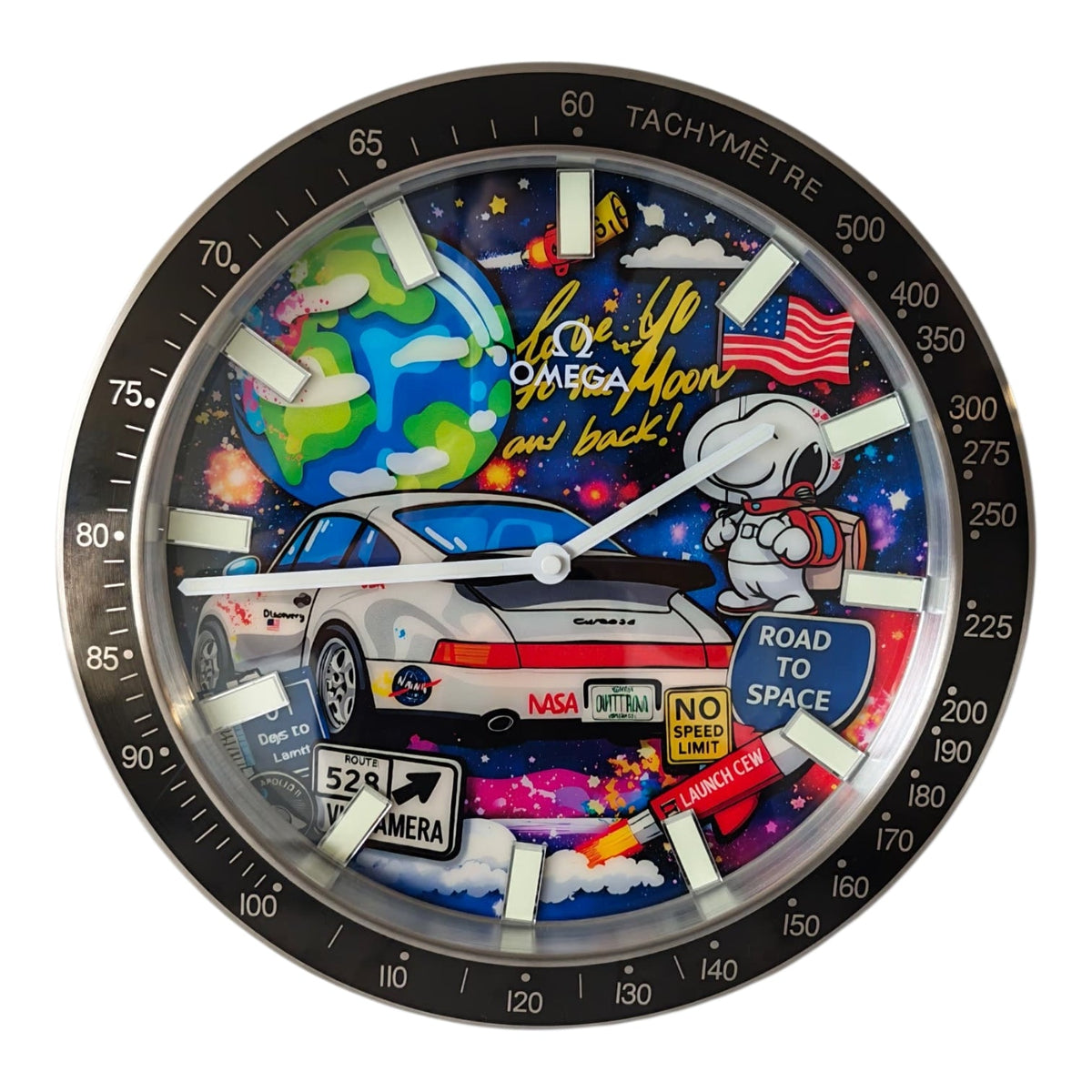 Orologio da Parete Pop Art – Snoopy Moon Racer Omega Speedmaster Edition
