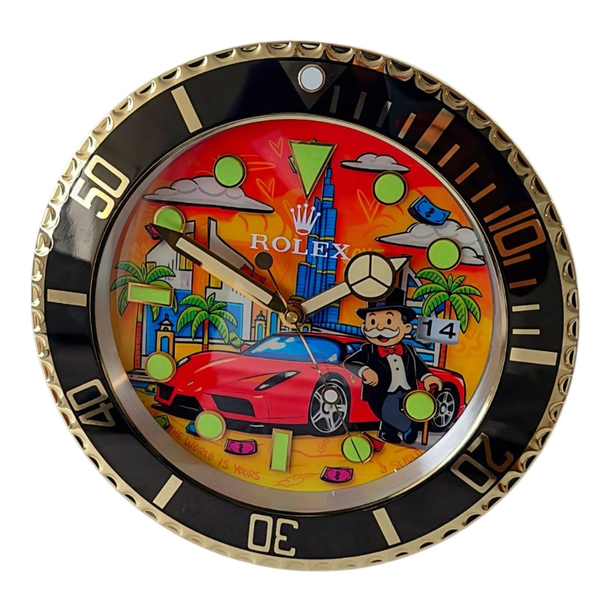 Orologio da Parete Pop Art – Dubai Millionaire Gold Gmt Edition
