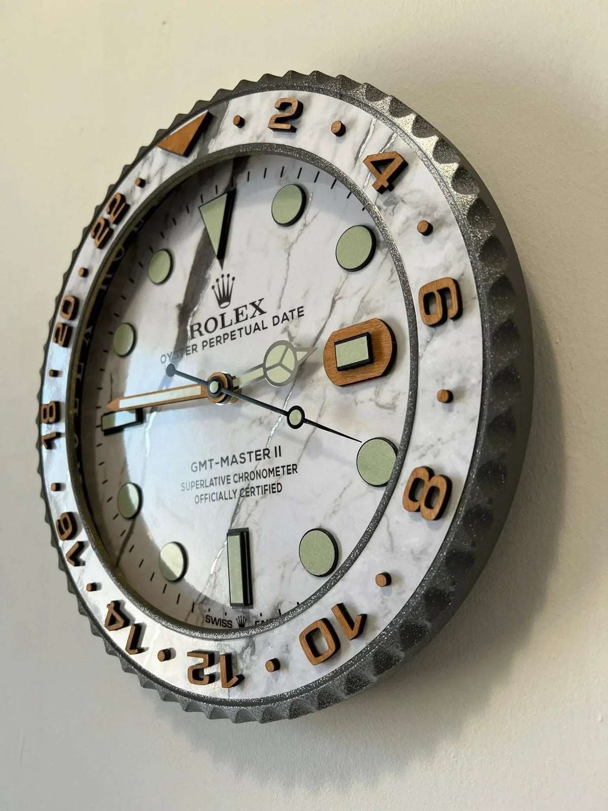 Orologio Marble and Wood Custom da Parete - Moon24