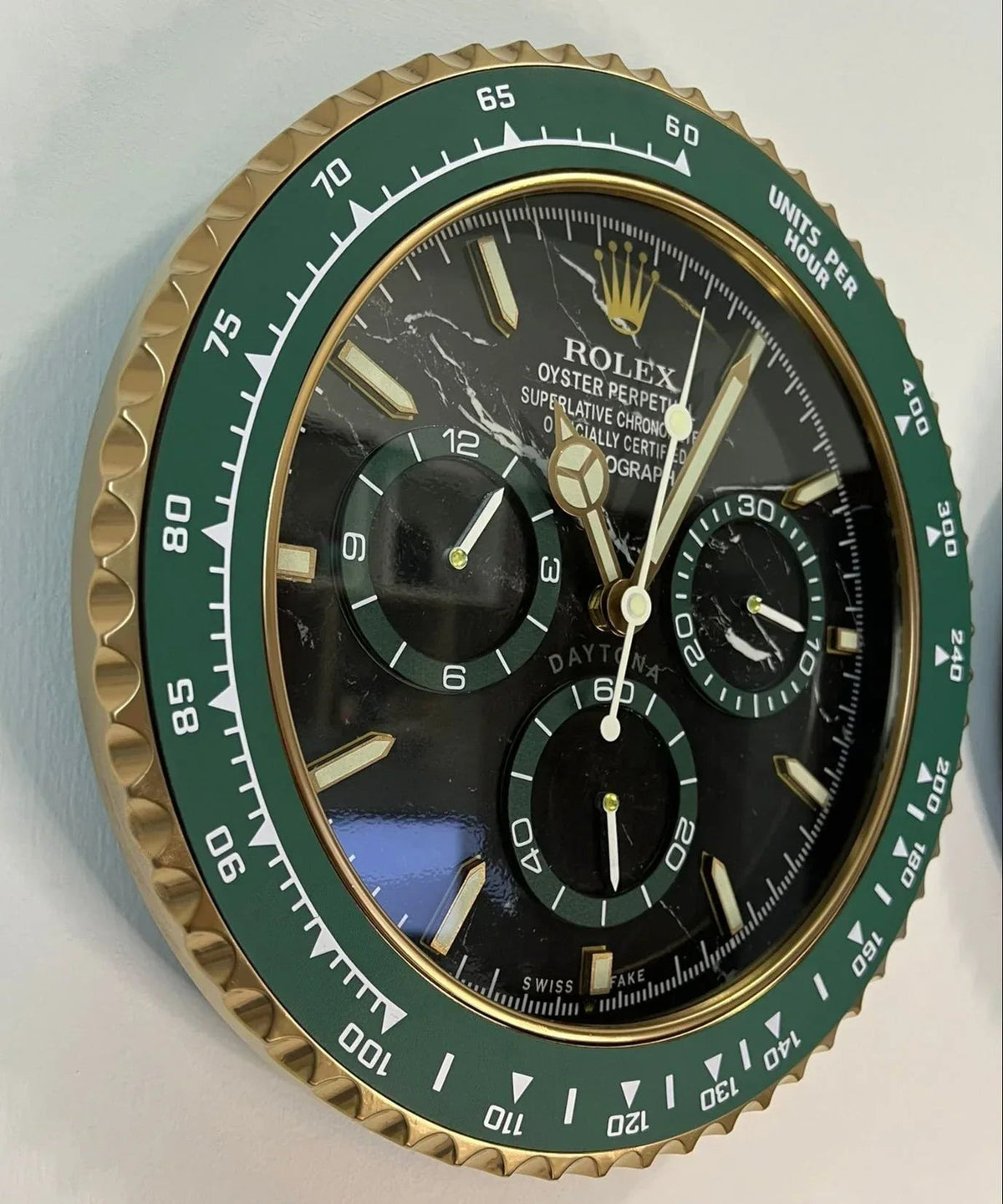 Orologio Green Gold Marble Custom da Parete - Moon24