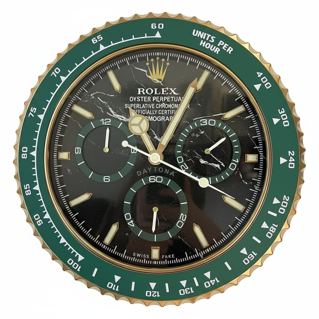 Orologio Green Gold Marble Custom da Parete - Moon24