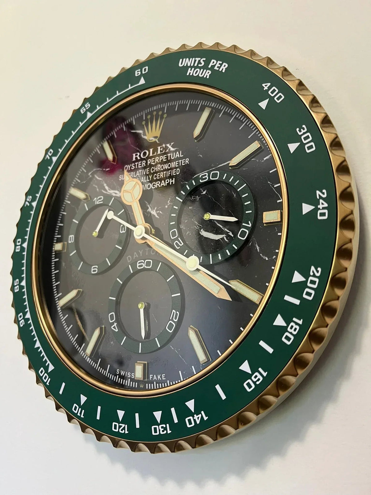 Orologio Green Gold Marble Custom da Parete - Moon24