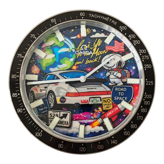 Orologio da Parete Pop Art – Snoopy Moon Racer Omega Speedmaster Edition