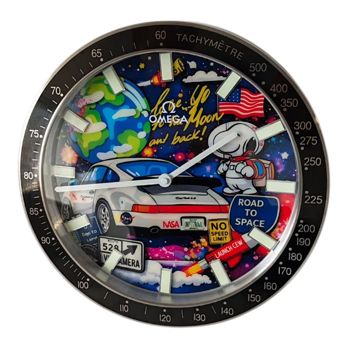 Orologio da Parete Pop Art – Snoopy Moon Racer Omega Speedmaster Edition