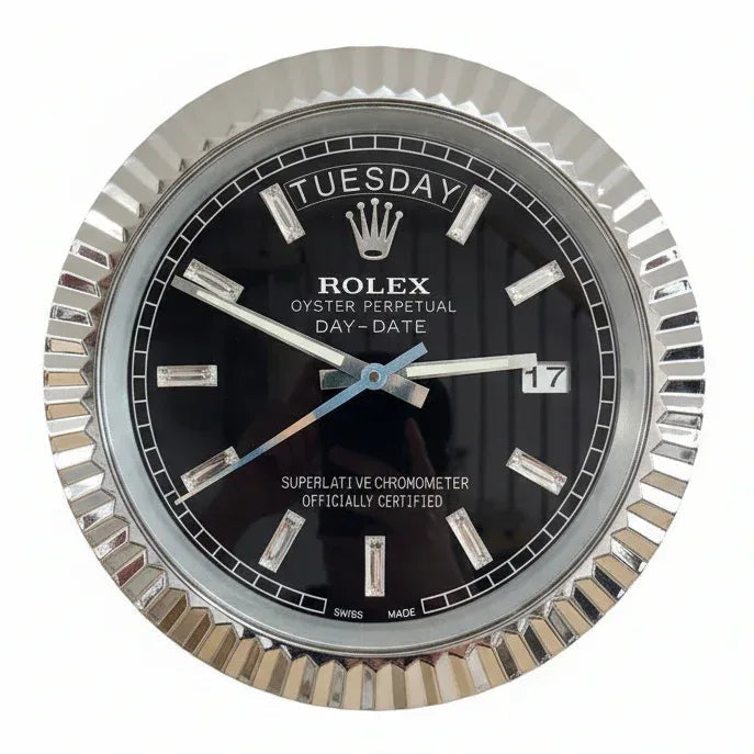 Orologio da Parete Day-Date 35cm Acciaio Inox Prestigio - Moon24