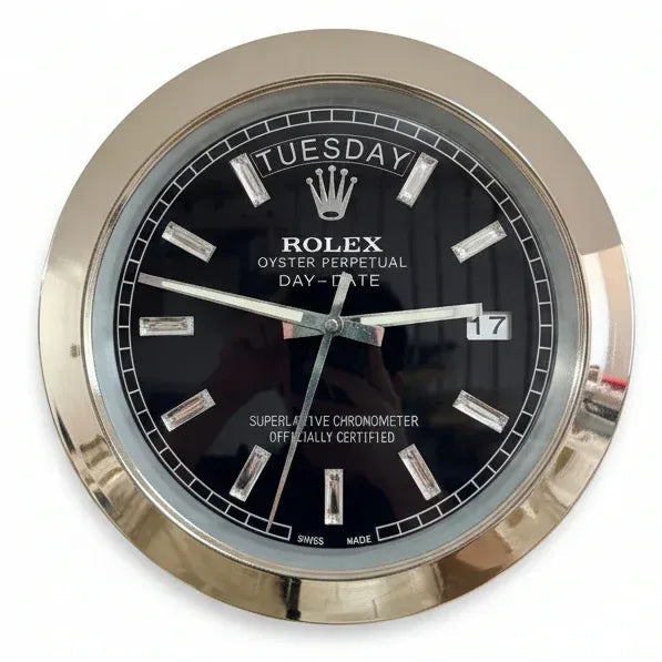 Orologio da Parete Day-Date 35cm Acciaio Inox Prestigio - Moon24