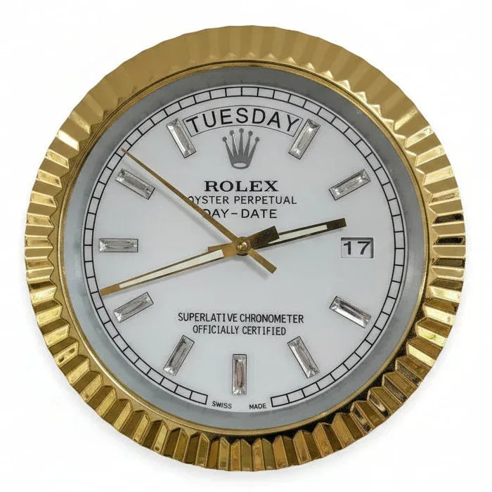 Orologio da Parete Day-Date 35cm Acciaio Inox Prestigio - Moon24