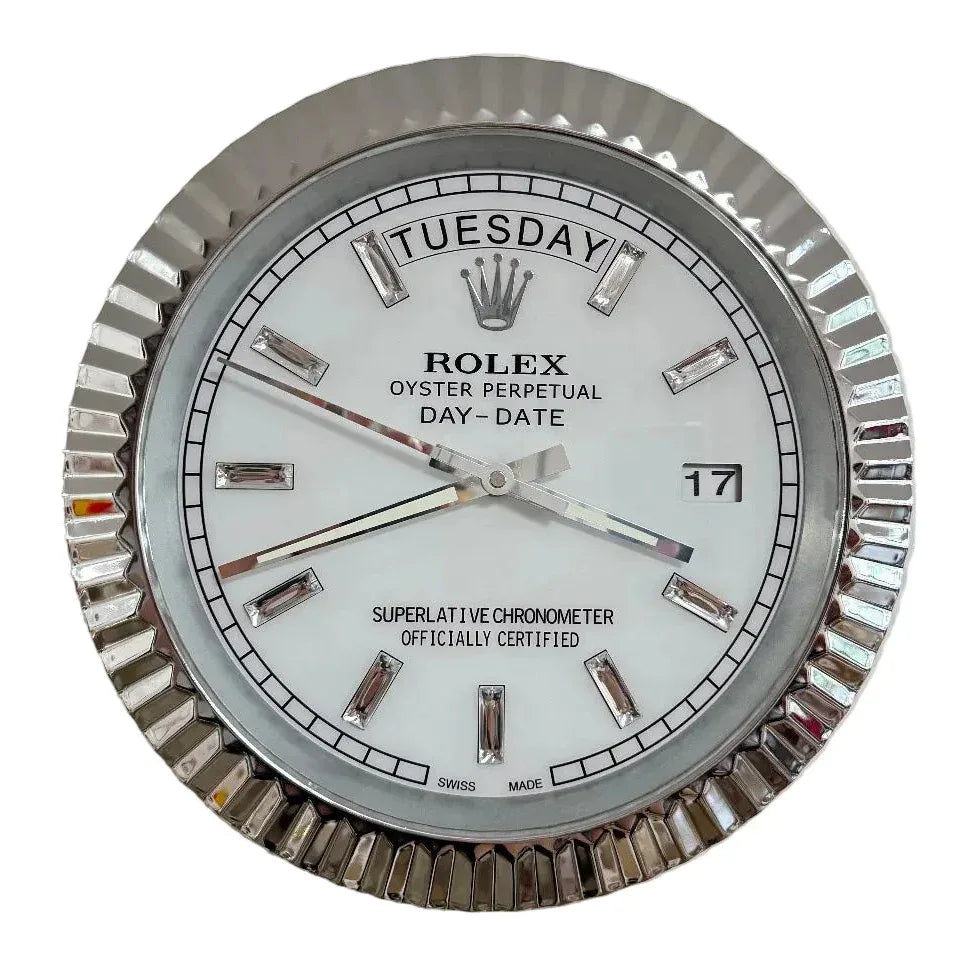 Orologio da Parete Day-Date 35cm Acciaio Inox Prestigio - Moon24