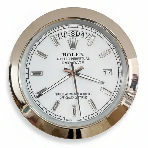 Orologio da Parete Day-Date 35cm Acciaio Inox Prestigio - Moon24