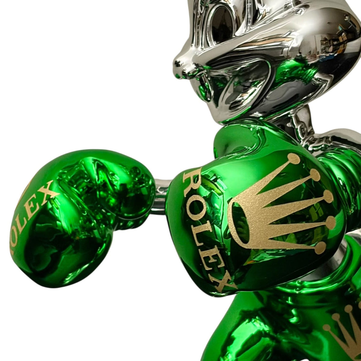 Rolex Boxing Bunny Silver Chrome Green – Scultura Pop Art GF Exclusives