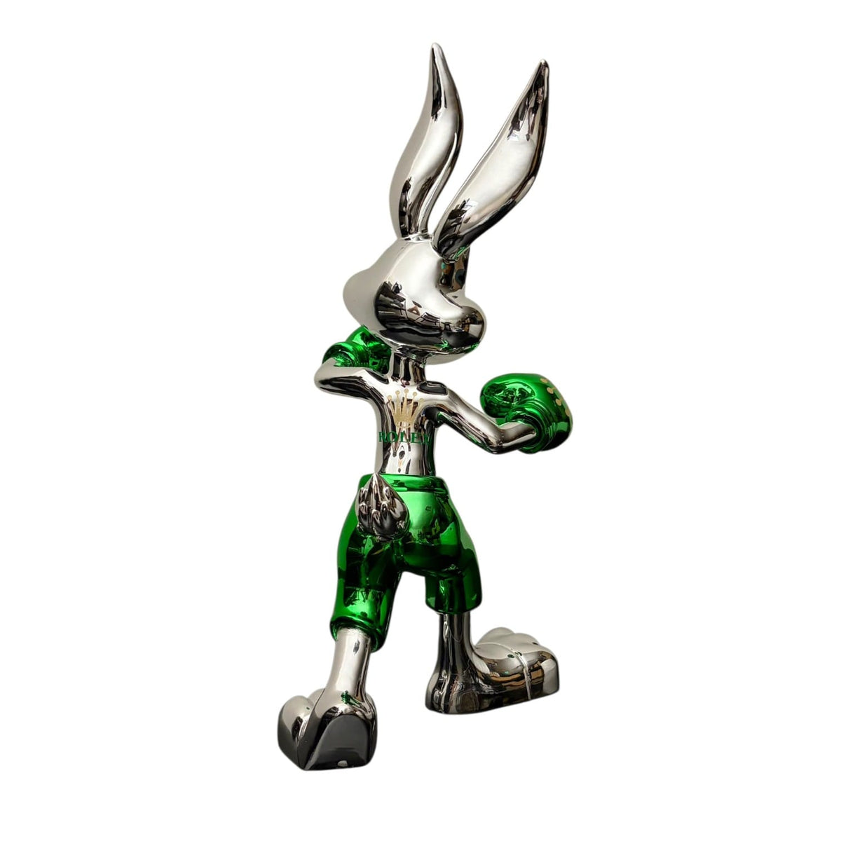Rolex Boxing Bunny Silver Chrome Green – Scultura Pop Art GF Exclusives