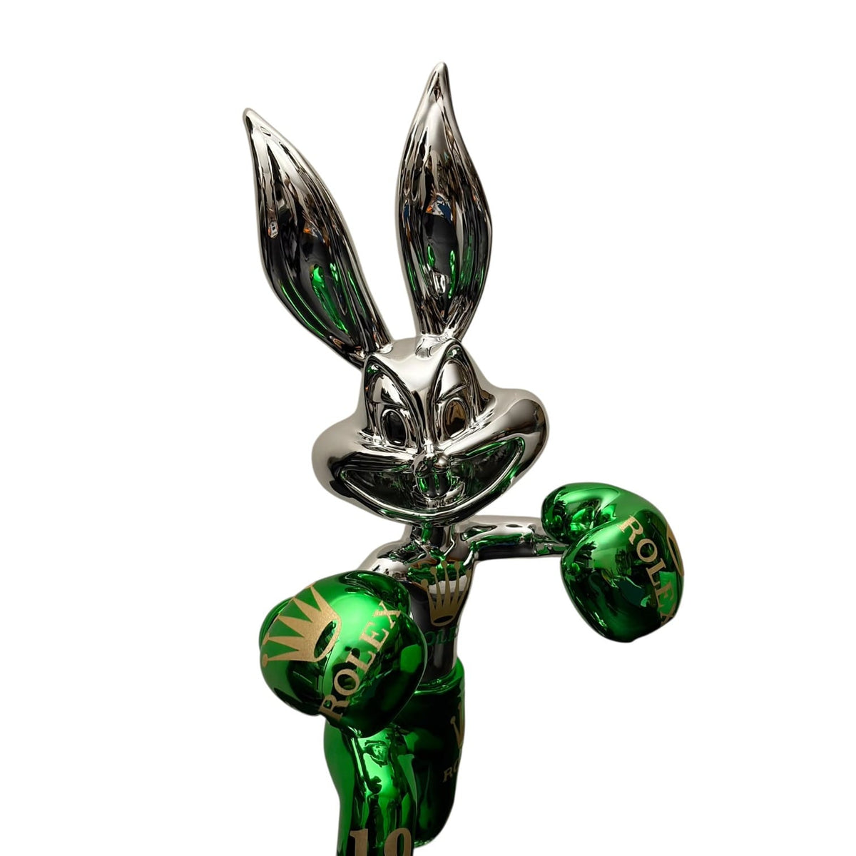 Rolex Boxing Bunny Silver Chrome Green – Scultura Pop Art GF Exclusives