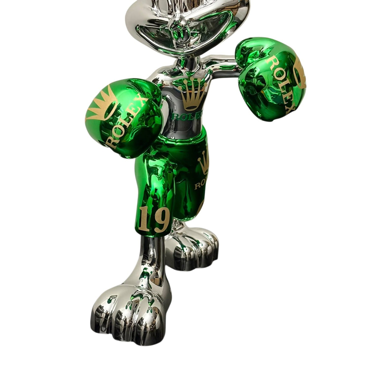 Rolex Boxing Bunny Silver Chrome Green – Scultura Pop Art GF Exclusives