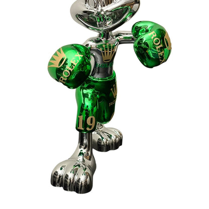 Rolex Boxing Bunny Silver Chrome Green – Scultura Pop Art GF Exclusives