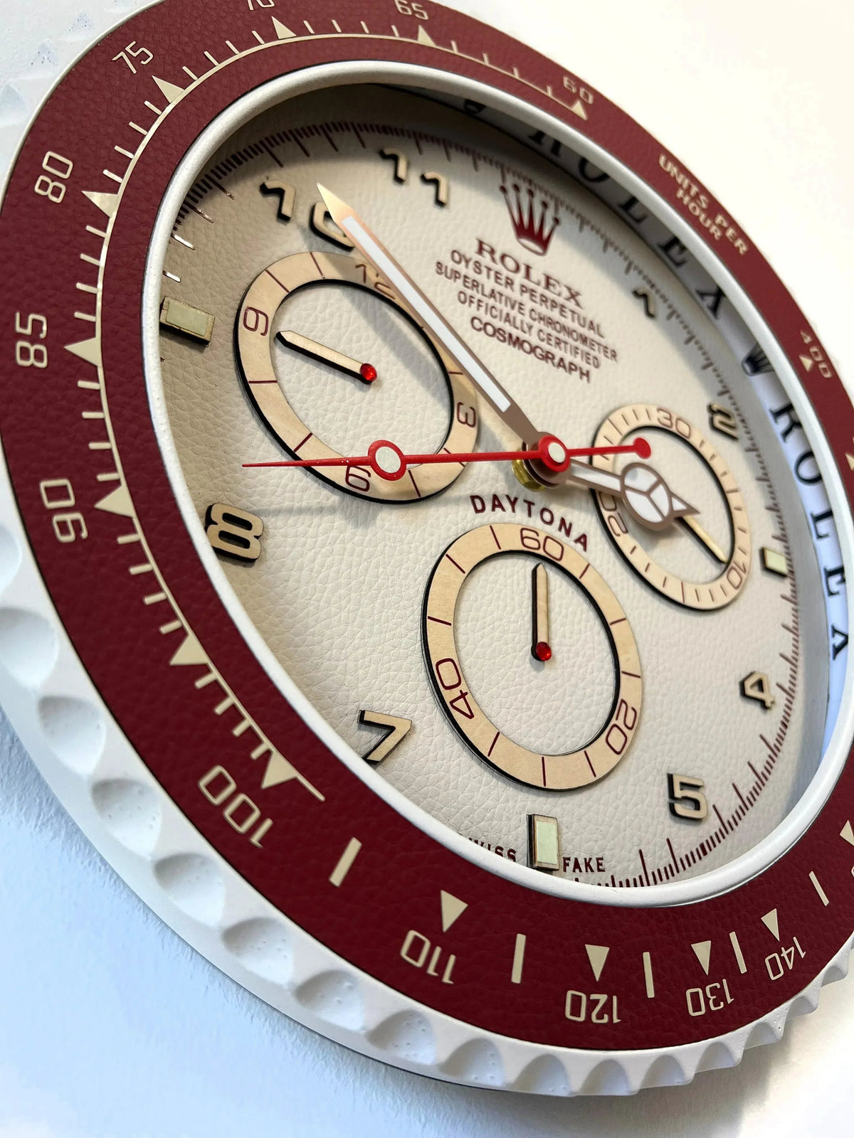 Orologio Bordeaux Leather Custom da Parete - Moon24