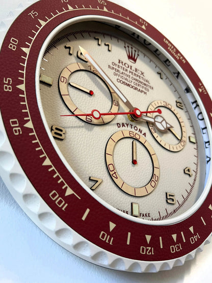 Orologio Bordeaux Leather Custom da Parete - Moon24