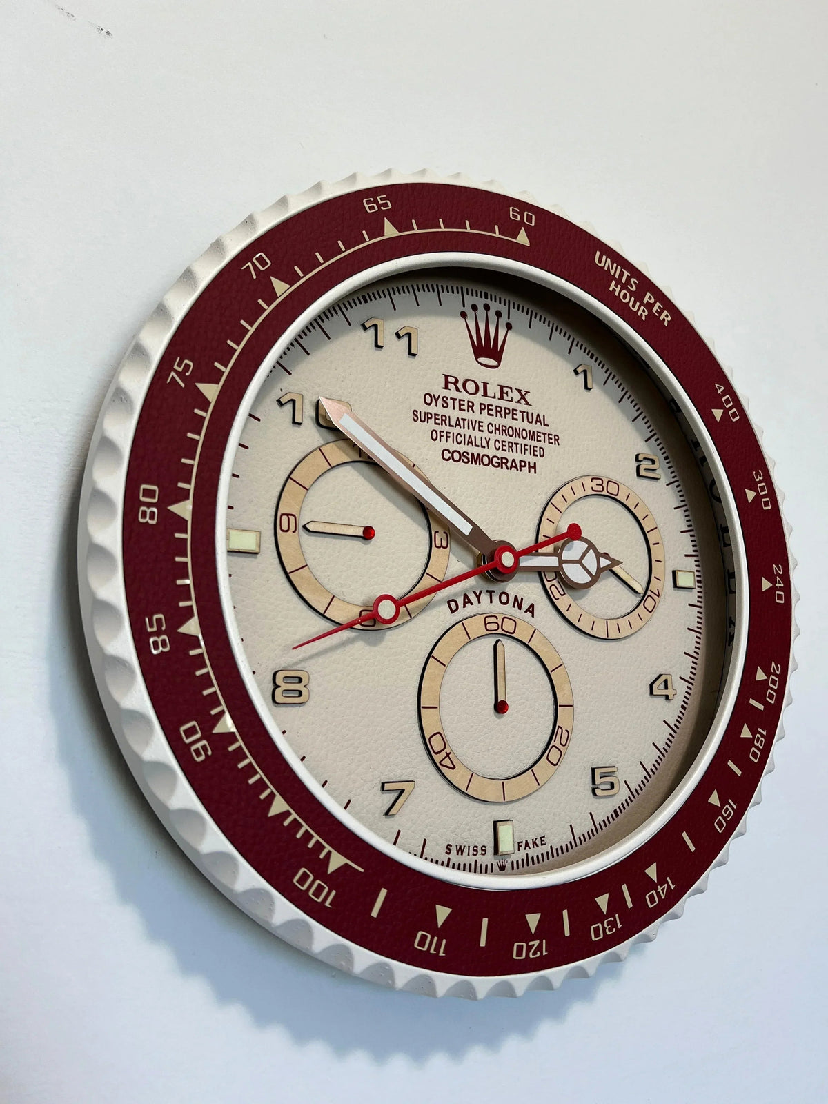 Orologio Bordeaux Leather Custom da Parete - Moon24