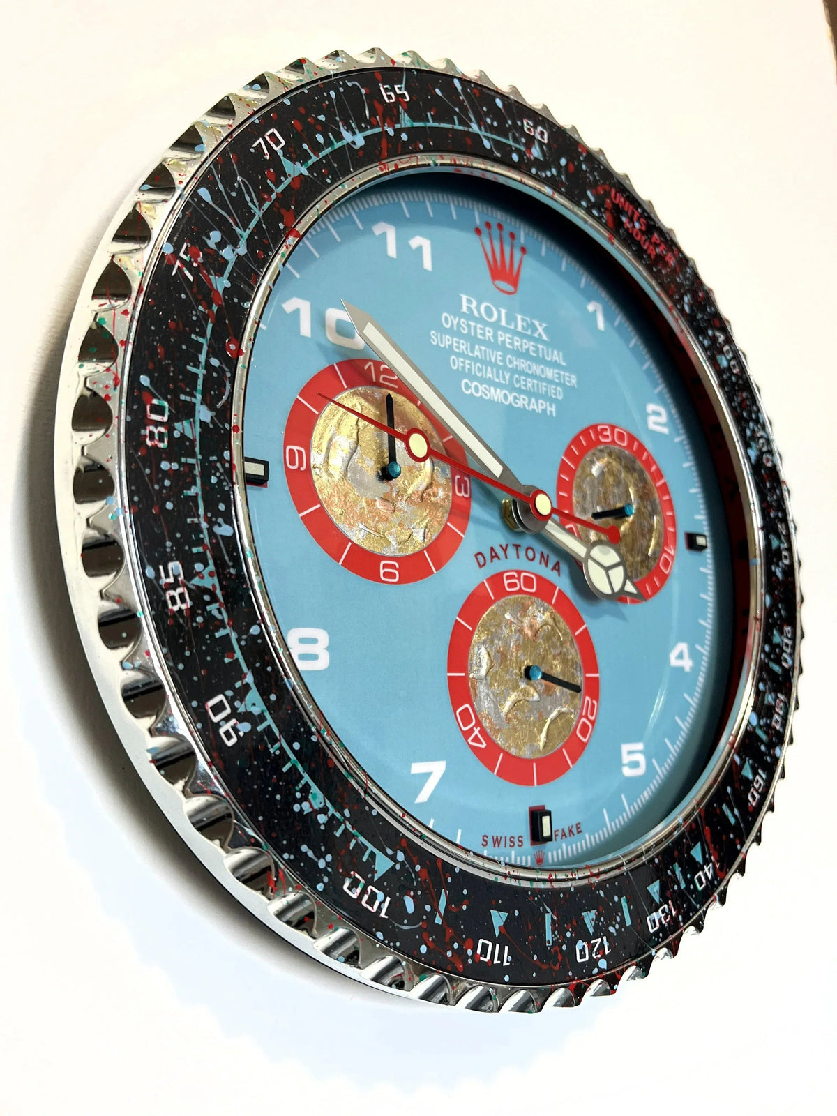 Orologio Dirty Blue Custom da Parete - Moon24