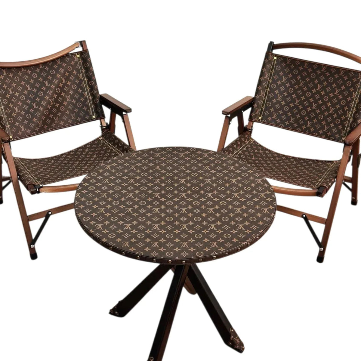 Set Arredo Custom Luxury Ispirato a Louis Vuitton | Tavolo Rotondo + 2 Sedie