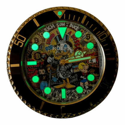 Orologio da Parete Custom Pop Art – Rich Duck Money Sub Edition