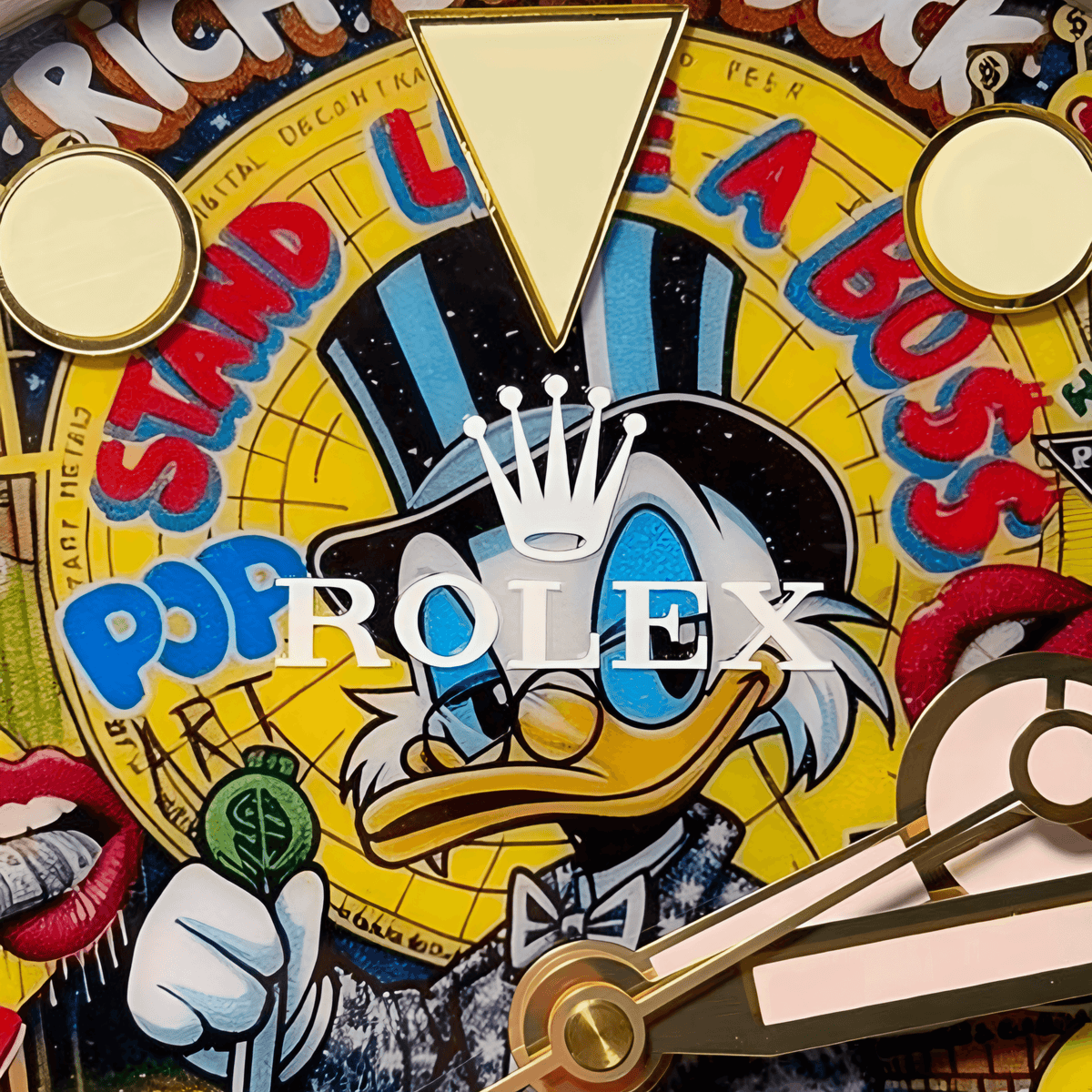 Orologio da Parete Custom Pop Art – Rich Duck Money Sub Edition