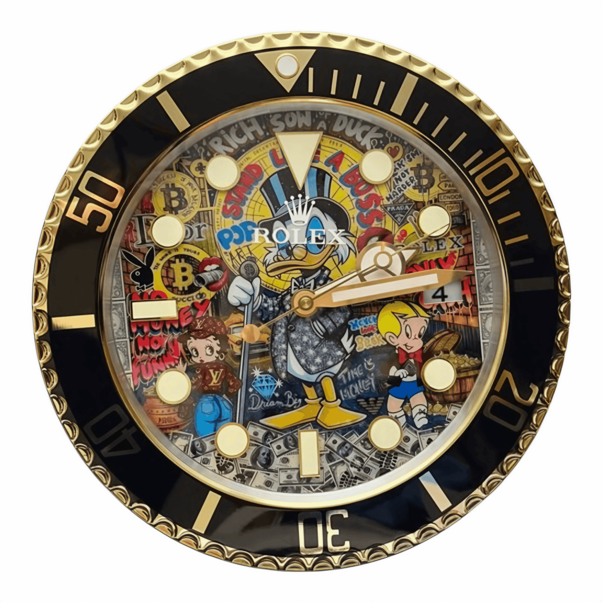 Orologio da Parete Custom Pop Art – Rich Duck Money Sub Edition