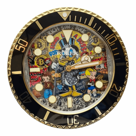 Orologio da Parete Custom Pop Art – Rich Duck Money Sub Edition