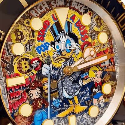 Orologio da Parete Custom Pop Art – Rich Duck Money Sub Edition