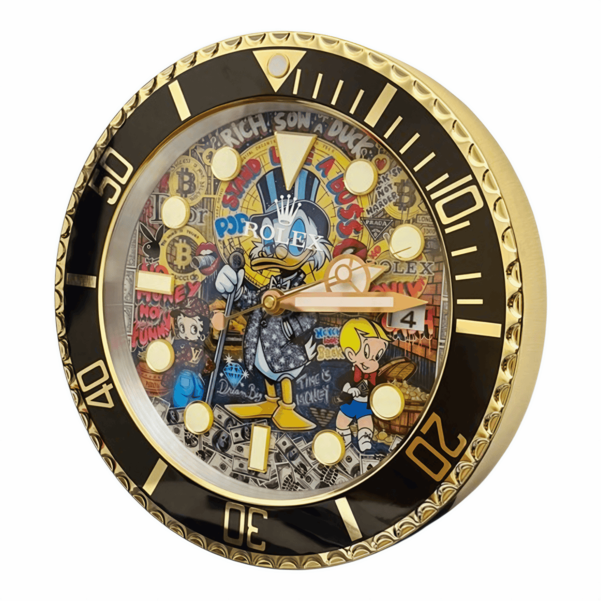 Orologio da Parete Custom Pop Art – Rich Duck Money Sub Edition